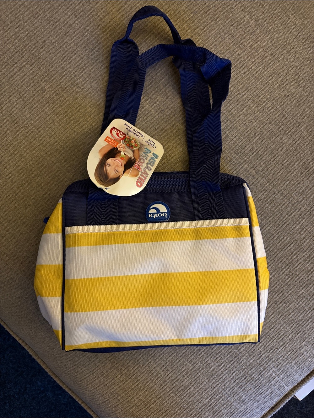 Igloo Navy, Yellow & White Striped Insulated Tote
